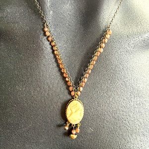 David Aubrey Vintage Cameo Bead Chain Necklace